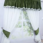 Perdea cu volan din catifea VERDE OLIVE