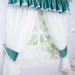 Perdea cu volan din catifea VERDE PASTEL