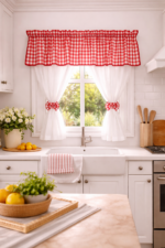 Perdea de bucatarie Spring Edition cu print in carouri