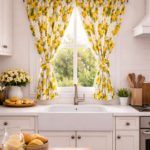 Draperie de bumbac cu print Lemon