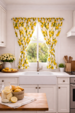 Draperie de bumbac cu print Lemon
