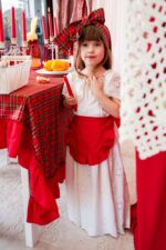 Fata de masa din bumbac cu imprimeu Tartan - imagine 3