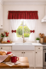 Perdea de bucatarie Spring Edition cu print Tartan