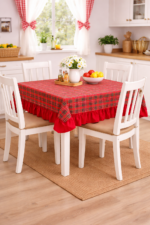 Fata de masa din bumbac cu imprimeu Tartan